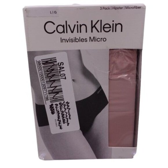 NEW Calvin Klein Women's Invisibles 3-Pack Hipster Underwear Size L Pink QD3559 - Picture 1 of 6